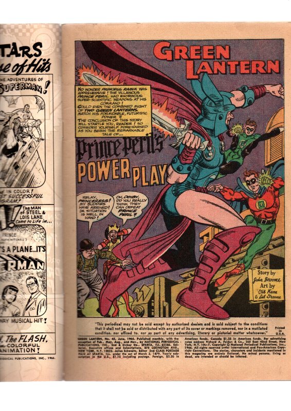 Green Lantern #45 - Golden Age Green Lantern Alan Scott appearance - 1966 - VG