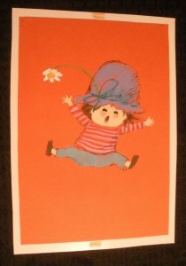 HAPPY BIRTHDAY Cute Girl Jumping for Joy 8.5x12 Greeting Card Art #7547