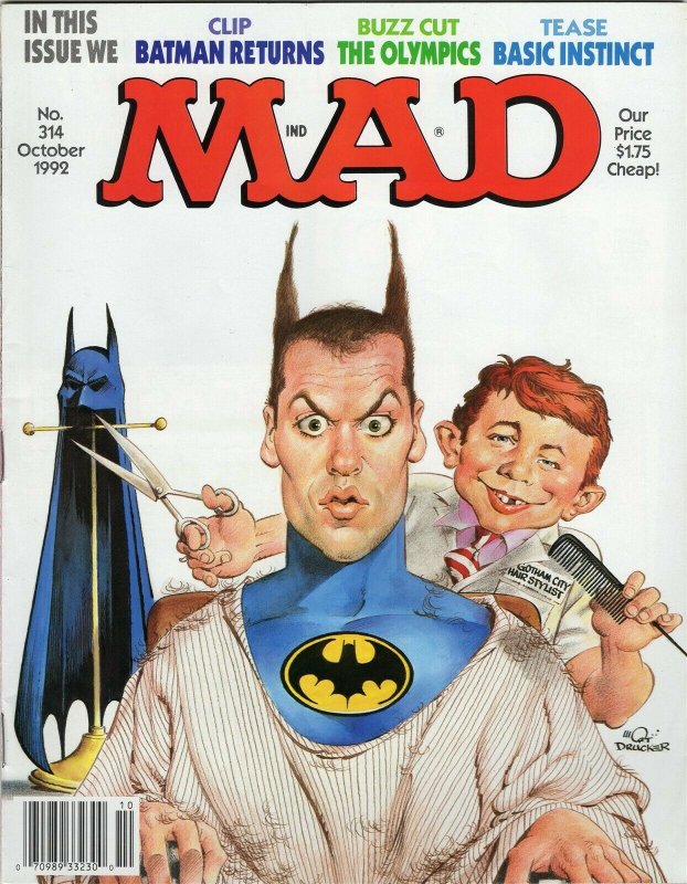 ORIGINAL Vintage 1992 Mad Magazine #314 Batman Michael Keaton Basic Instinct 