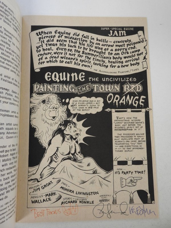 Equine, The Uncivilized #6 (1989) VF Condition! Signed no cert!