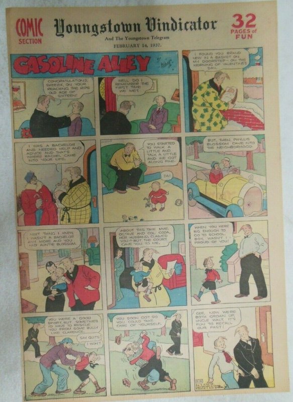 (32) Gasoline Alley Sunday Pages by Frank King from 1937 Size: 11 x 15 inches