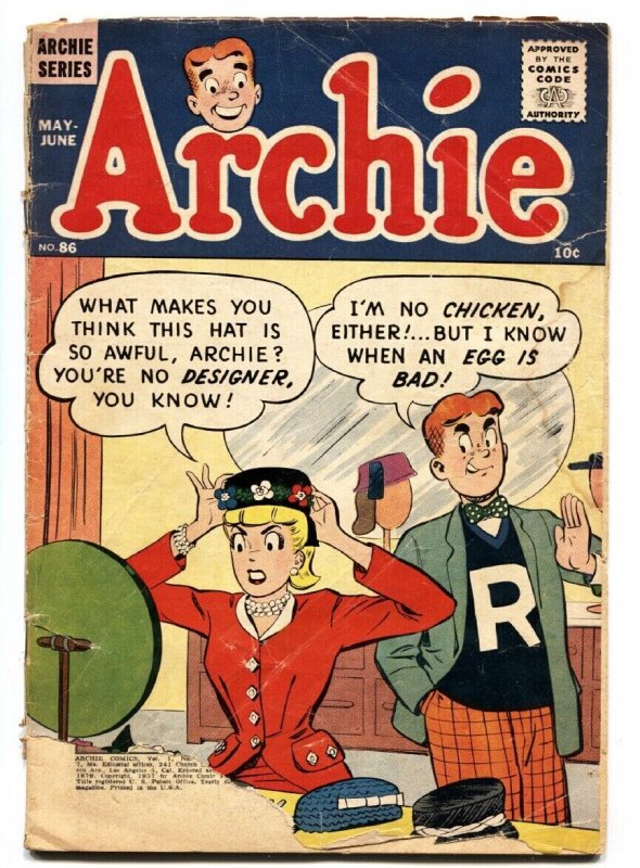 ARCHIE COMICS #86 BETTY & VERONICA comic book 1957 G