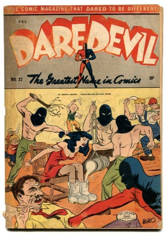 Daredevil Comics #27 1944- Classic torture cover- CLAW G+ 