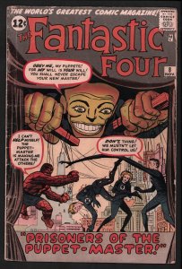 Fantastic Four #8 (VG-) 1st Puppet-Master & Alicia - 1962