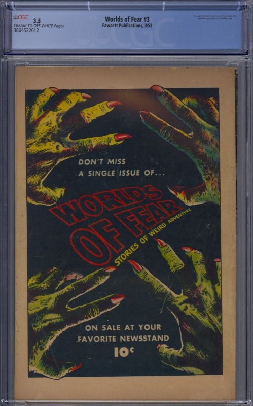 WORLDS OF FEAR #3 CGC 3.5 HANGING PANEL SHELDON MOLDOFF PRE-CODE HORROR