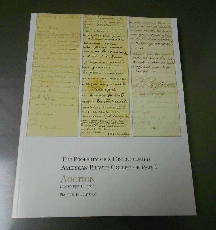 2012 Profiles in History Private HISTORICAL DOCUMENT Auction Catalog 314 pgs VF+