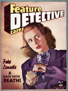 FEATURE DETECTIVE CASES #7 1945-VG-TRUE CRIME PULP MAG-HANGED WOMAN VG