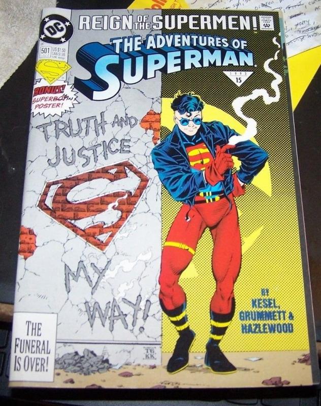 Adventures of Superman #501 (Jun 1993, DC) superboy +reign of the supermen