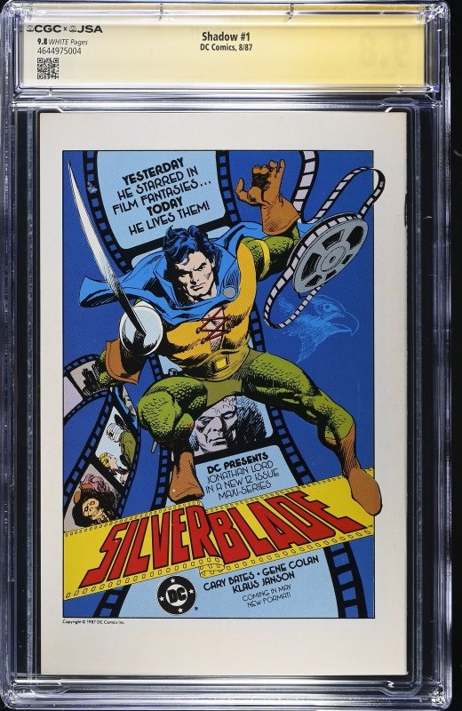 Shadow #1 (8/87) signed by Alec Baldwin Graded CGC 9.8