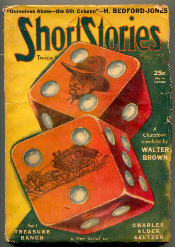 Short Stories Pulp November 10 1940- Dice cover- Treasure Ranch VG