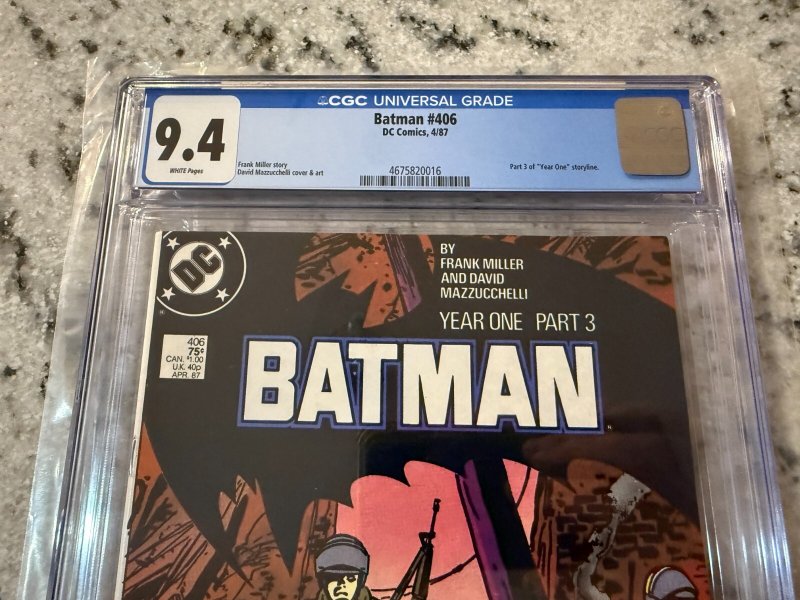 Batman # 406 CGC Graded 9.6 DC Comic Book Year One Part 3 1987 Frank Miller JH22