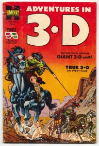 ADVENTURES IN 3-D COMICS #2 POWELL ART 1953 MOON TRAVEL VG