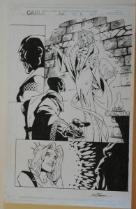 RANDY GREEN / SCOTT HANNA original art, CABLE #42 pg 2, 11x17,2/3 Splash, Signed