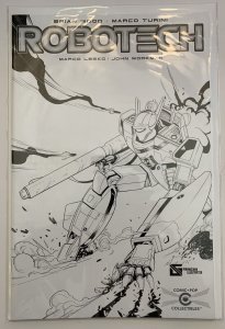 (2017) TITAN ROBOTECH #1 COMIC POP EXCLUSIVE B/W VARIANT COVER! LTD TO 100! COA!