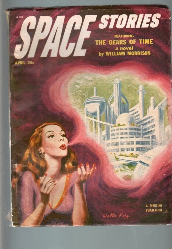 SPACE STORIES 1953 APR-SPACE GIRL COVER-COOL FN