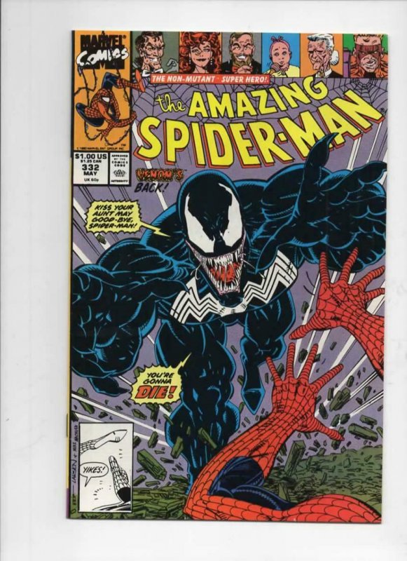 Amazing SPIDER-MAN #332, VF, with Venom, 1963 1990, Sunday in the Park, Marvel 