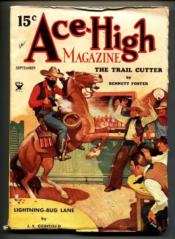 ACE-HIGH MAGAZINE Sep 1934-Hugh B Cave - Rudolph Belarski Pulp