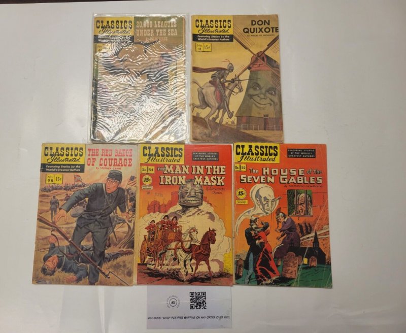 5 Classic Illustrated Comic Books #11 47 52 54 Don Quixote 98 110 TJ26