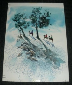 CHRISTMAS Three Wise Men in Desert Moonlight 5.5x7.5 Greeting Card Art #20-1 