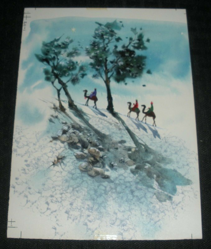 CHRISTMAS Three Wise Men in Desert Moonlight 5.5x7.5 Greeting Card Art #20-1