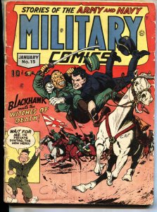 Military Comics #15 1944- BLACKHAWK- Hitler- Nazi Zombies Blue Tracer