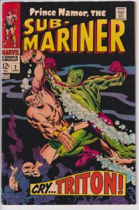 SUB-MARINER #2 (Jun 1968) Apparent sharp FN 6.0 color touch FC, light yllg-white