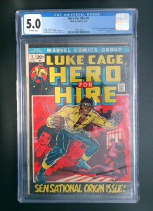 Hero for Hire #1, Sensational Origin Issue, CGC 5.0 Marvel Comics, 1972 JR1