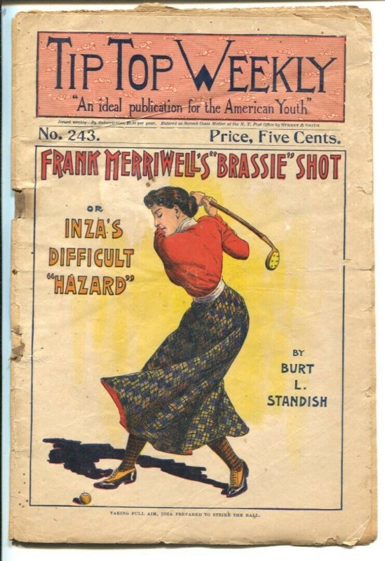 Tip Top Weekly #243 12/8/1900- Frank Merriwell-female golfer cover-FR