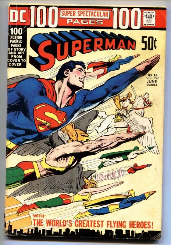 SUPERMAN #252 comic book-1972 DC 100 page issue Neal Adams