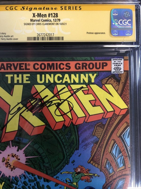 X-Men (1979) # 128 (CGC 9.2 WP SS) Signed By Chris Claremont | Proteus App