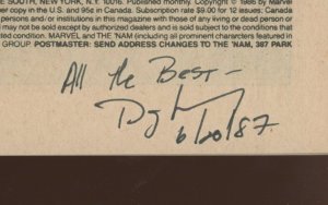 The 'Nam #1 - INTERIOR PAGE SIGNED BY DOUG MURRAY! (9.0) 1986