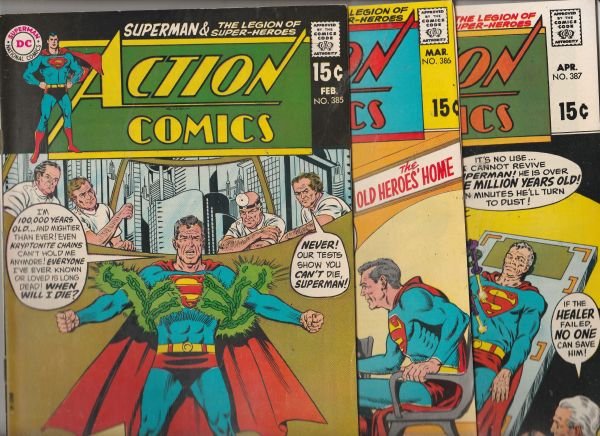 Action Comics Immortal Superman Set #385-386-387 (Feb-70) NM- High-Grade Supe...