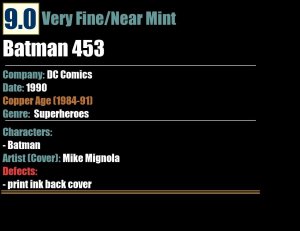 Batman 453 (1990) VF/NM DC Comics
