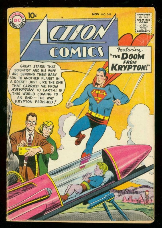 ACTION COMICS #246 1958-DC COMICS-SUPERMAN-KRYPTON DOOM VG