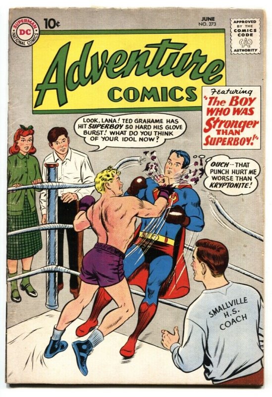 ADVENTURE COMICS #273-DC-SUPERBOY-BOXING COVER- VG