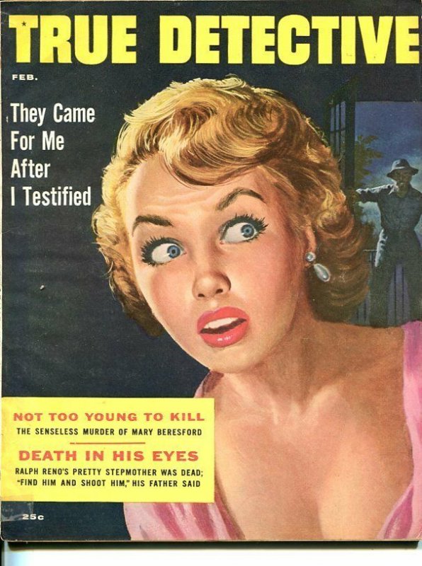 TRUE DETECTIVE-FEB 1956-G-MURDER-KIDNAP-RAPE-STRANGLING-KUNSTLER COVER-SPICY G