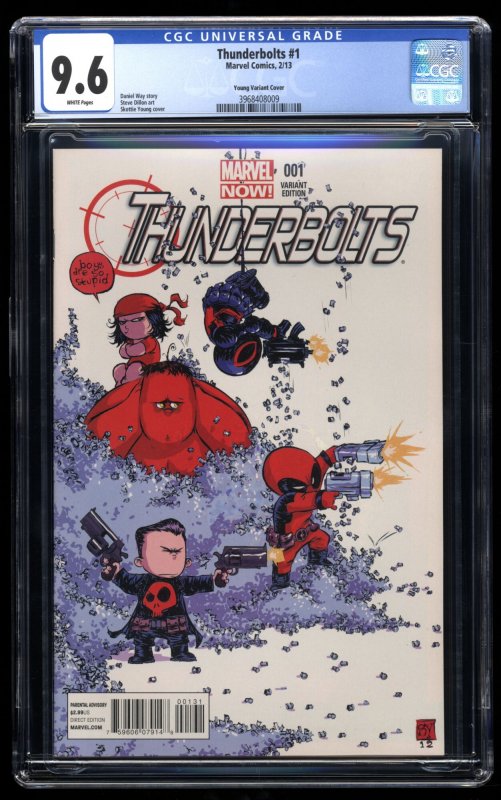 Thunderbolts #1 CGC NM+ 9.6 White Pages Skottie Young Variant