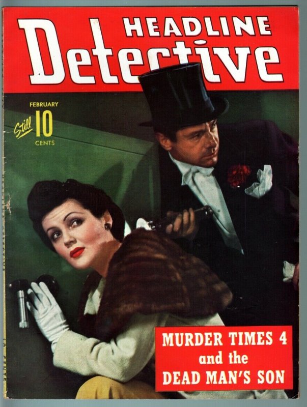 HEADLINE DETECTIVE 1943 FEB-VG-TRUE CRIME PULP MAG-FEMALE SAFE CRACKER CVR! VG