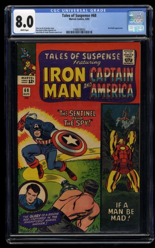 Tales Of Suspense #68 CGC VF 8.0 White Pages Red Skull Iron Man Captain America