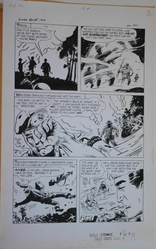 SAM GLANZMAN original art, TALES of the GREEN BERET #4 pg 11, 14x 22, War, 1967