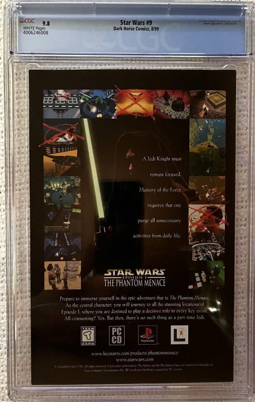 ?~DARK HORSE~STAR WARS #9 (1999)~?~KEN KELLY~OUTLANDER COVER~?~CGC 9.8~?