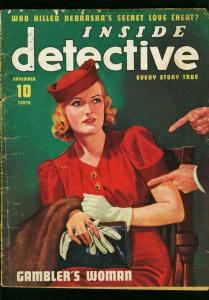 INSIDE DETECTIVE NOV 1939-TRUE CRIME-FISHER COVER-RED MASK G