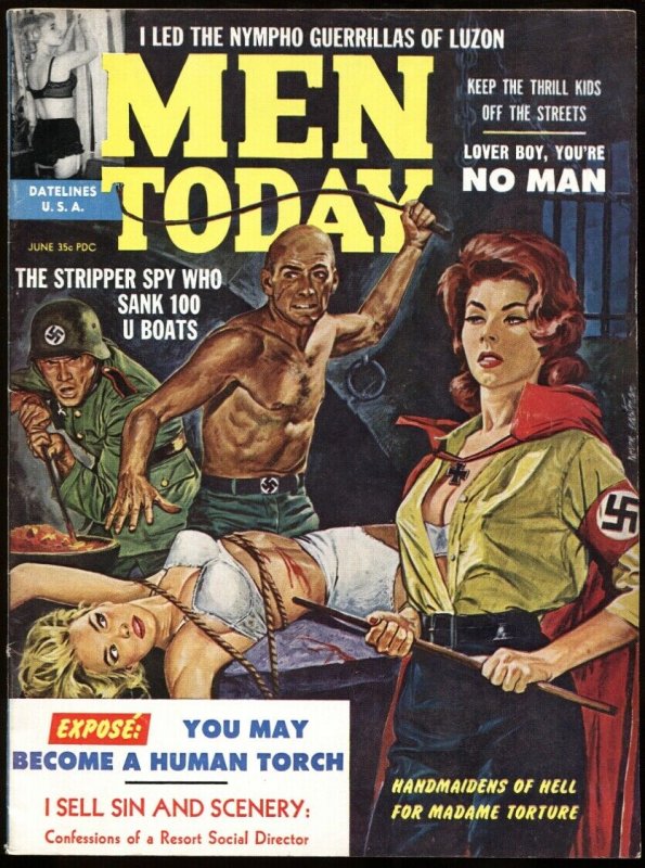 Men Today June 1962-Female NAZI torture cover-Pulp Magazine