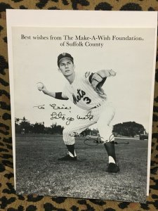 Mets #3 Bud Harrelson Autographed 8x10. Signed 1985 Make-A-Wish Foundation