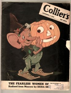 Colliers 11/7/1942-Vernon Grant Halloween cover-Sax Rohmer-WWII-G/VG