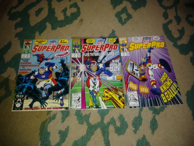 NFL SUPERPRO COMIC  # 1 4 11 MARVEL 1991 FOOTBALL SPIDERMAN