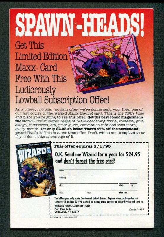 Spawn #8 ( 7.5 VFN- ) Alan Moore / Frank Miller Poster / 1993