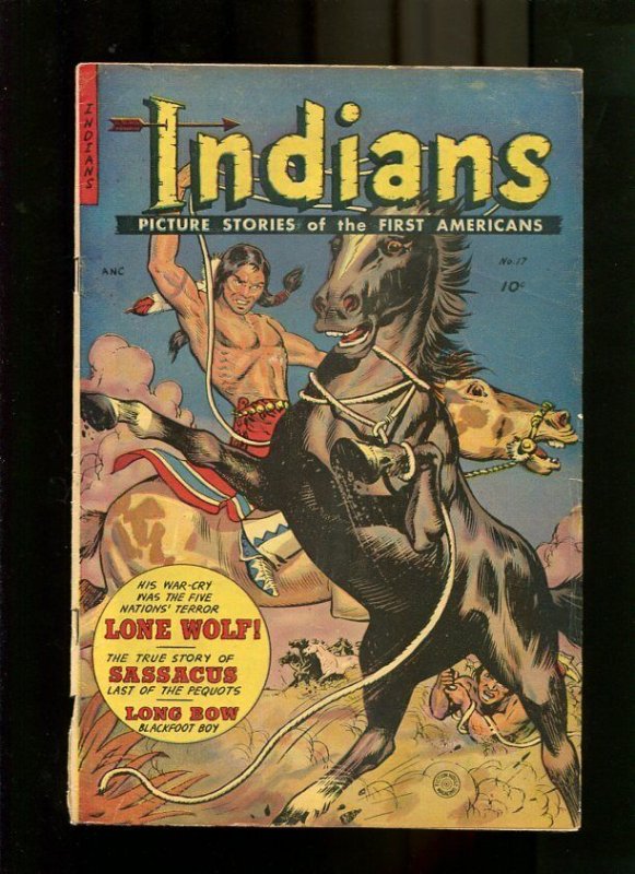 INDIANS 17-1953-MEN FIGHTING ON HORSES COVER. VG