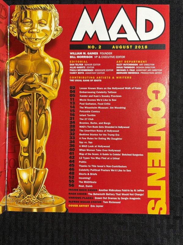 2018 MAD Magazine #2 FN 6.0 Jack Davis Alfred E Neuman / Hollywood Issue