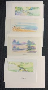 LANDSCAPES Watercolor Roughs Beach Woods 4pcs 8x6 Greeting Card Art #nn